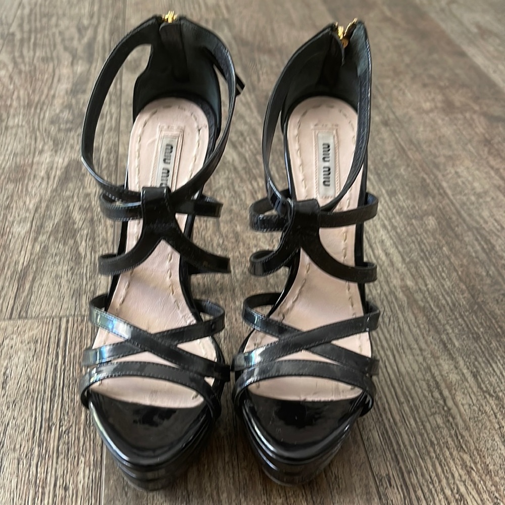 Miu Miu Black Strappy Heels